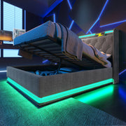 Letto contenitore 160×200 cm grigio con LED e USB