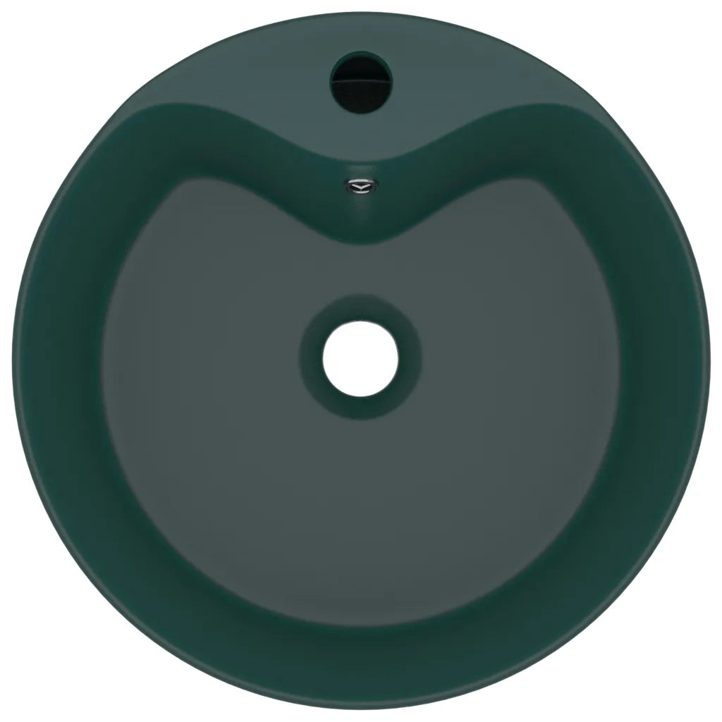 Lavandino con Troppopieno Verde Scuro Opaco 36x13cm in Ceramica cod mxl 40879