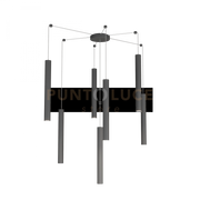 ROUND TUBE SOSPENSIONE 7 LUCI GRIGIO ANTRACITE CAVO CM.250 CON BASE 1174-S7-GA