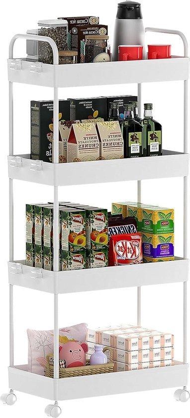 Carrello con 4 livelli e grappolo manubrio - Carrello multifunzionale su ruote con 4 livelli