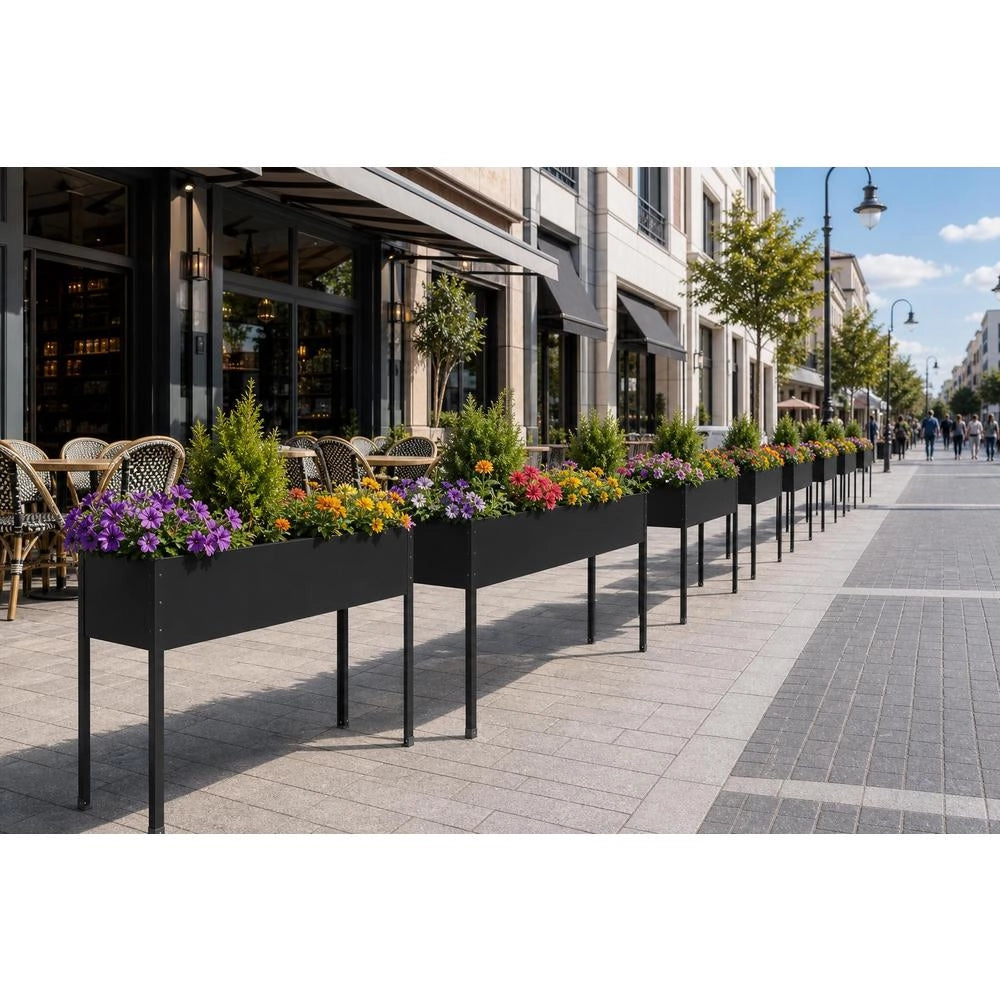 Anthracite Planter 100.5x40.5x90 Cm Galvanized Steel