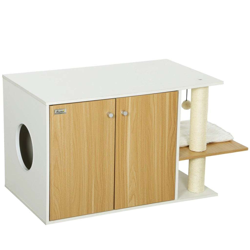 Centro Giochi per Gatti con Cuscino e Palla ¨C Zephmum ¨C 94x48x50,5cm Bianco