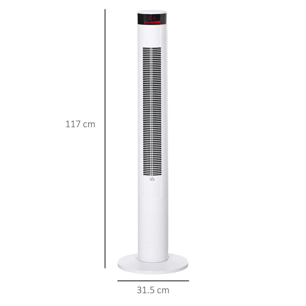 Ventilatore a Colonna con 3 Velocit¨¤ e 4 Modalit¨¤, Timer di 12h, Pannello LED e Telecomando, Bianco