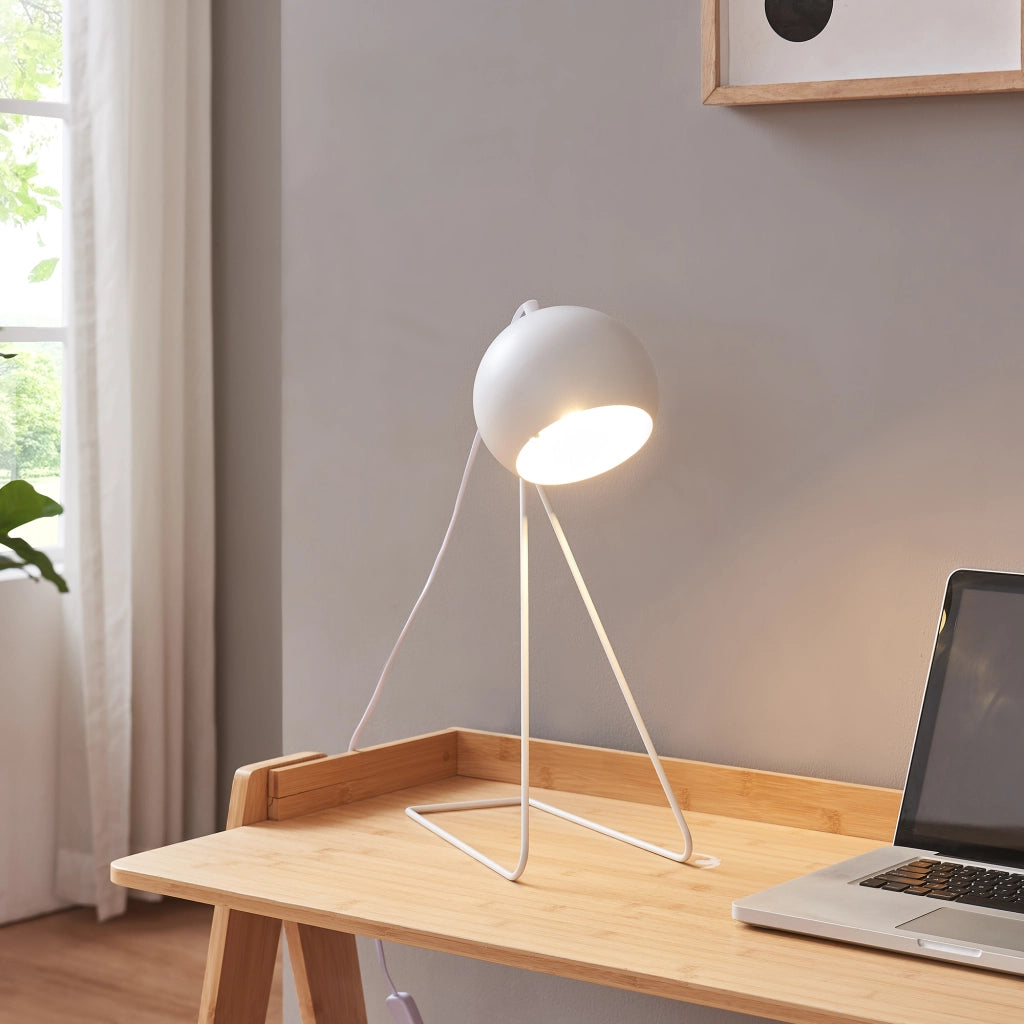 Lampada da Tavolo Scrivania Oldibro in Metallo con Paralume Semisferico 45 x 28 x 15 cm - Bianco lux.pro
