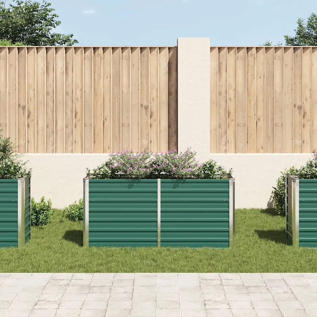 Fioriere | Cassetta per fiori | Letto Rialzato Giardino in Acciaio Zincato 160x40x77 cm Verde