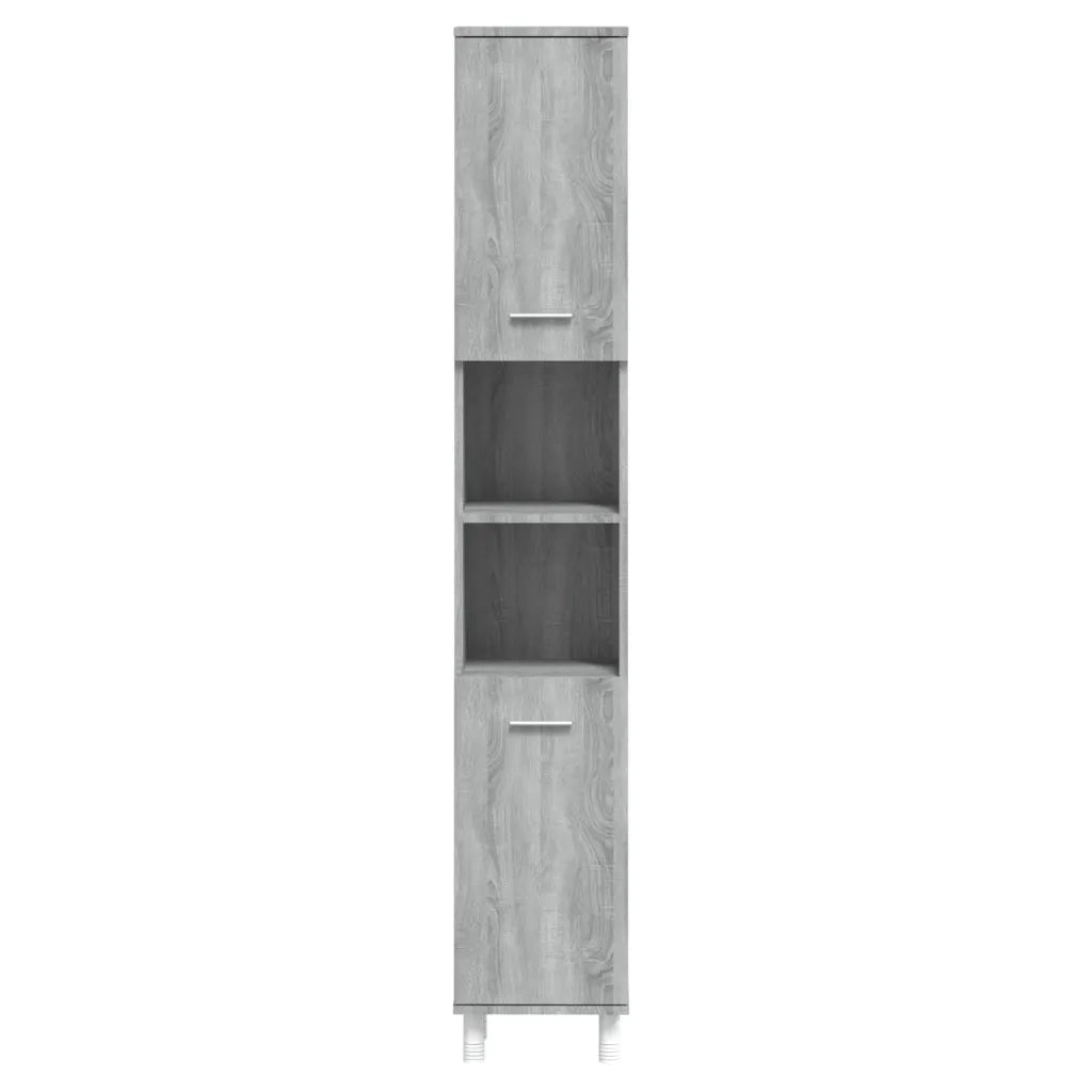 Armadietto Bagno | Armadio da bagno Grigio Sonoma 30x30x179cm in Legno Multistrato