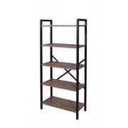 Libreria a 5 Ripiani, Scaffale Portaoggetti, Libreria Autoportante, 62x130x29,50 cm, Colore Dark Oak e Nero Opaco, Made in Italy