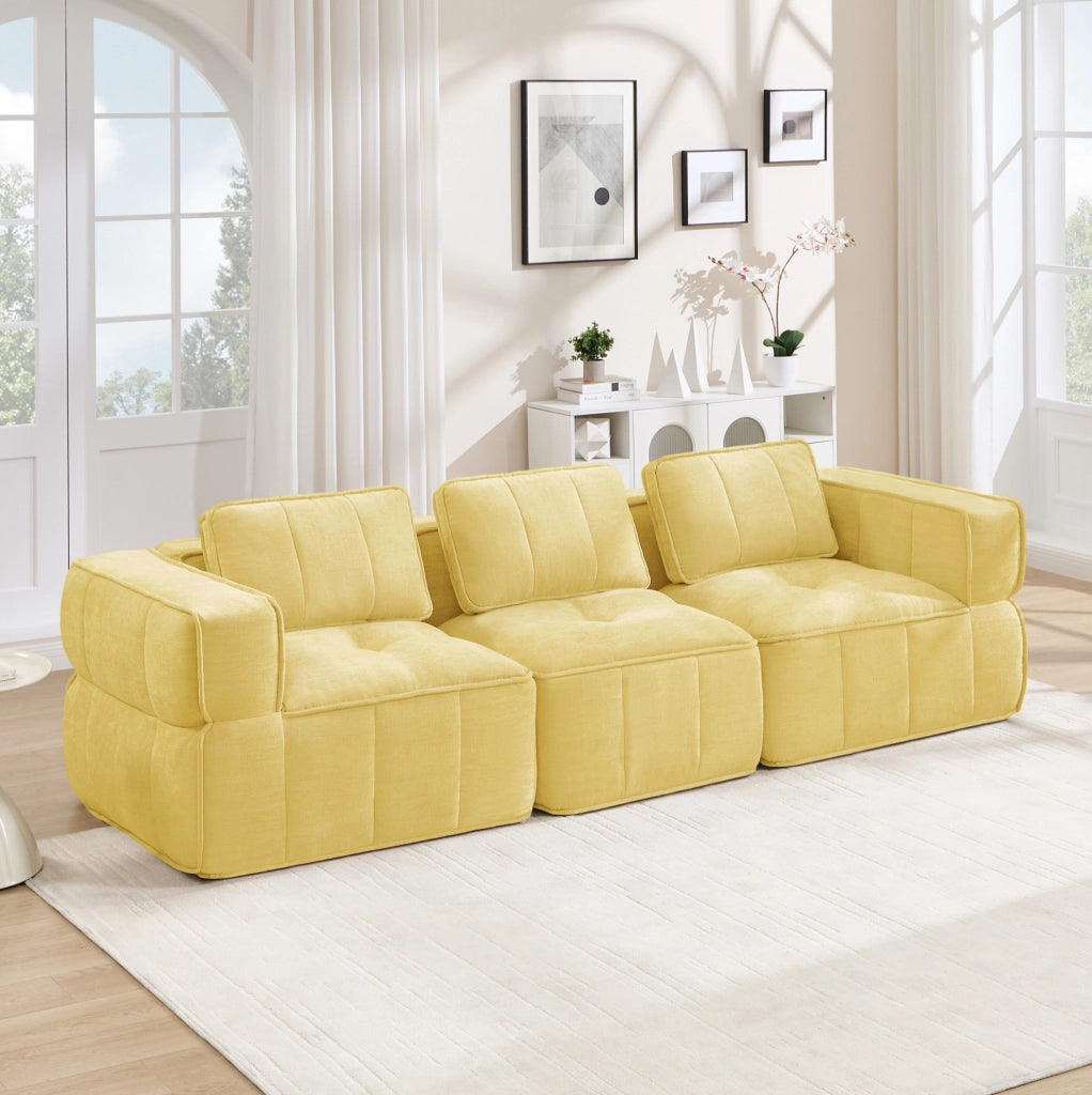 DIVANO Modulare Senza Struttura 271x93x67 cm Poliestere Giallo