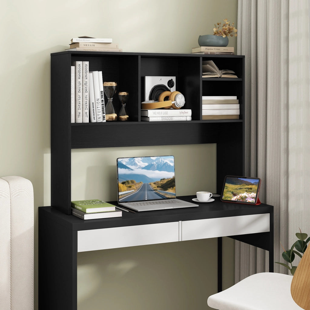 Libreria da scrivania per computer con 4 cubi e scomparto posteriore aperto-Organizzatore di stoccaggio per scrivania Nero