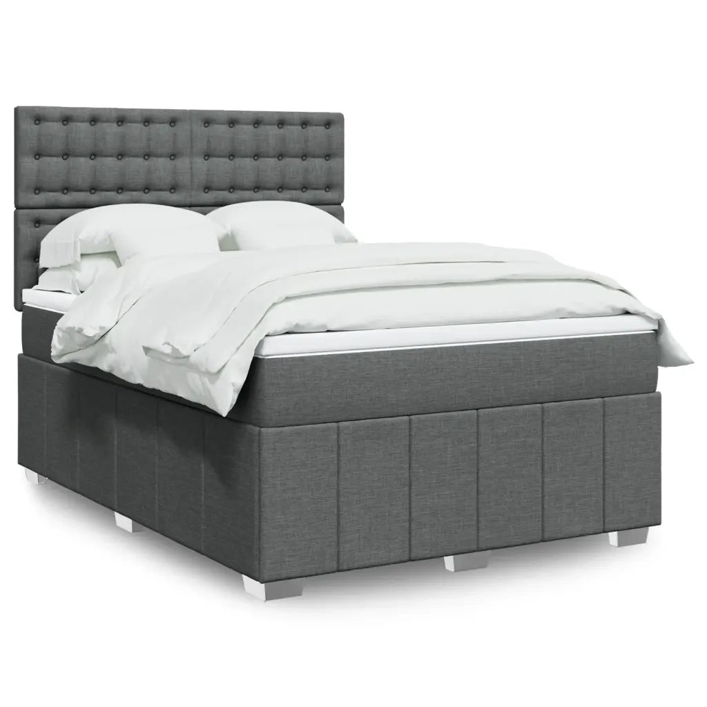 Giroletto a Molle con Materasso Grigio Scuro 160x200 cm Tessuto
