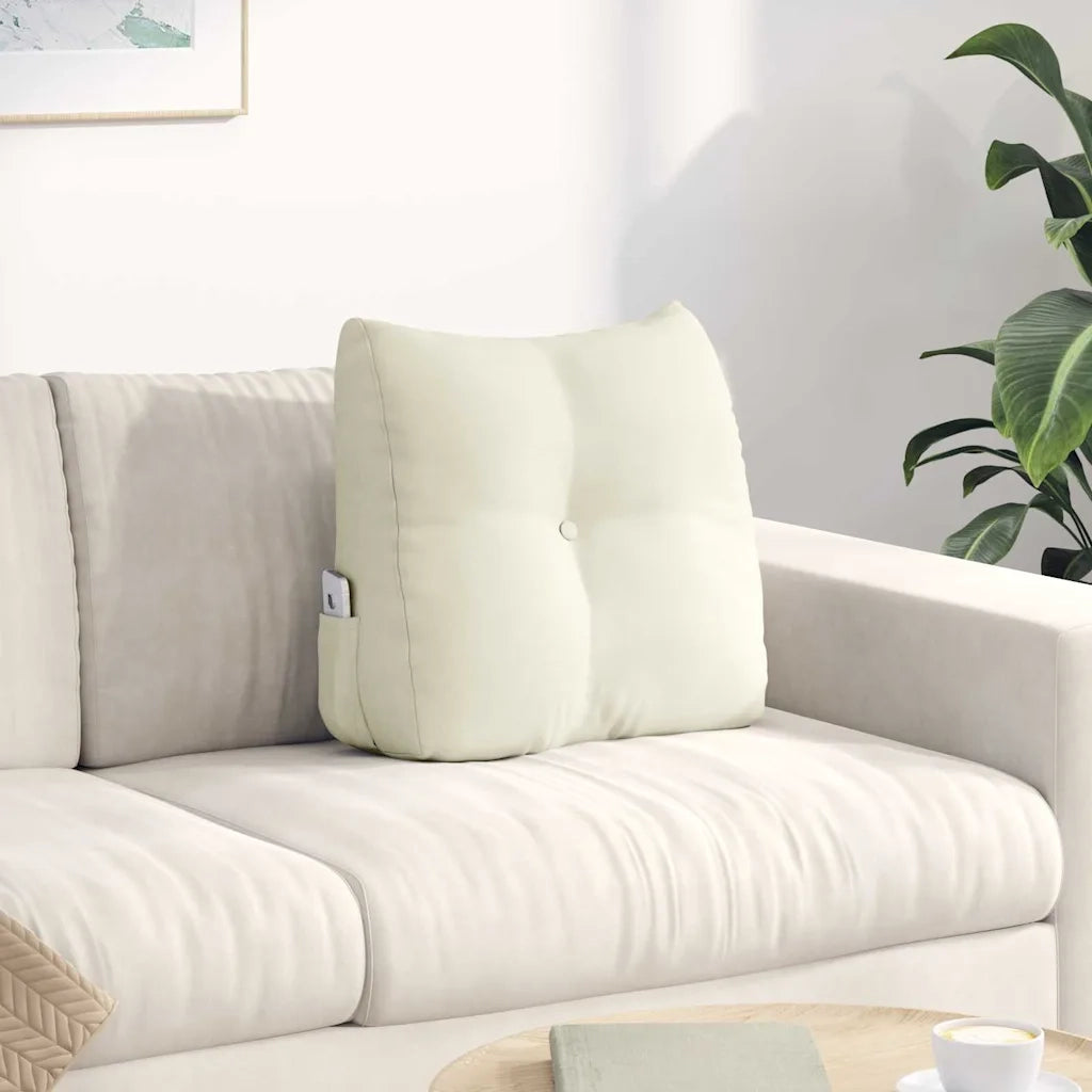 Cuscino per Schiena Crema 45 x 24 x 50 cm Velluto
