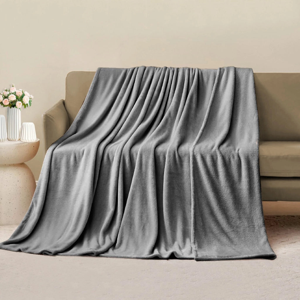 Coperta Plaid 130x160 cm Morbida Vellutata Pile Caldo Soffice Avvolgente Divano Letto Poltrona Grigio