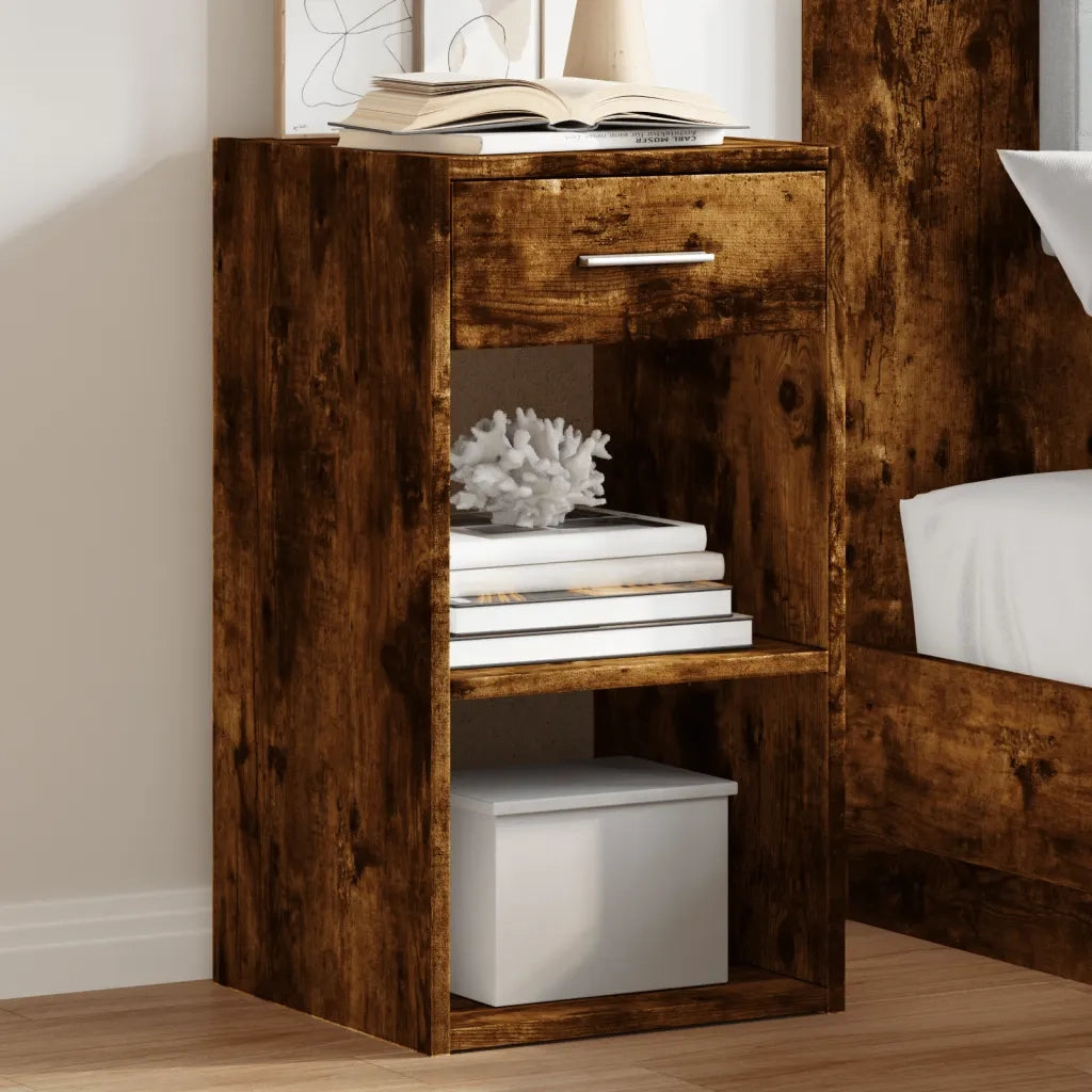 Set di 2 Comodini | Armadio da Notte | Mobiletto da notte Rovere Fumo 35x34x65 cm in Legno Multistrato