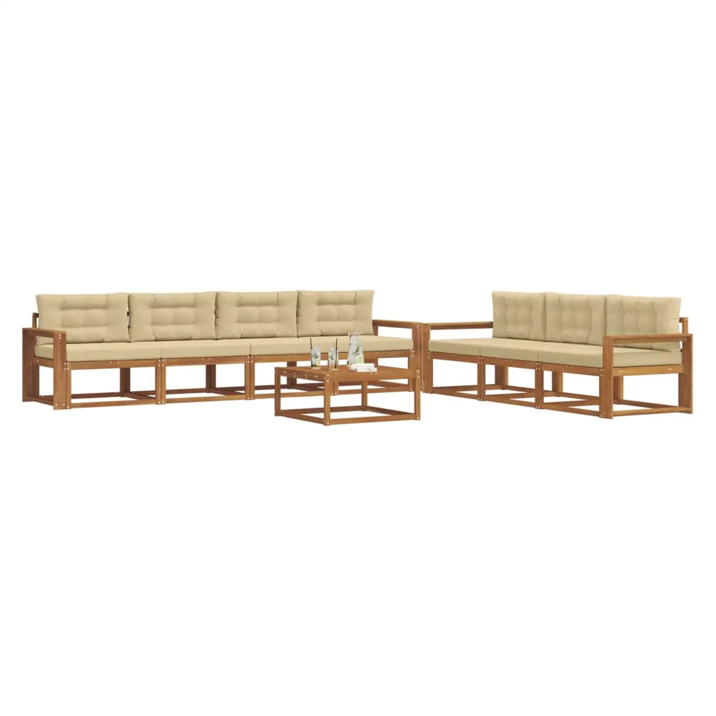 Set di divani da esterno con cuscino 8 pcs Naturale e Beige 3367306