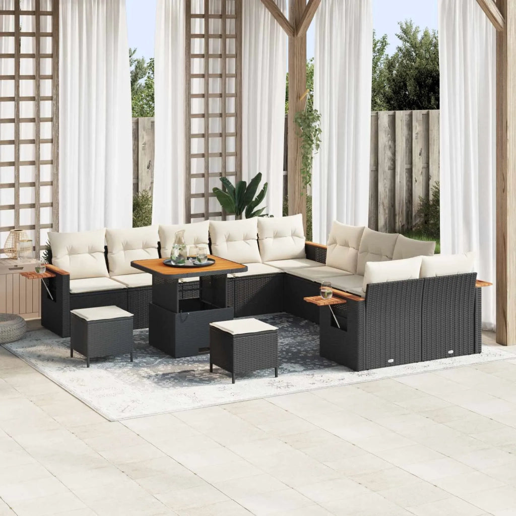 Set Divano da Giardino 13 pcs Nero polyrattan 3363100