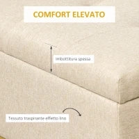 Panca con Contenitore in Poliestere Trapuntata con Gambe in Acciaio d'oro, 110x44x48cm, Beige