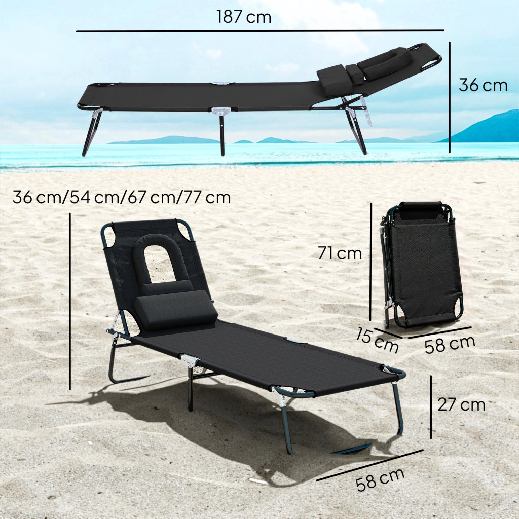 Chaise Longue Pieghevole con Cuscini ¨C zephmum ¨C Grigio