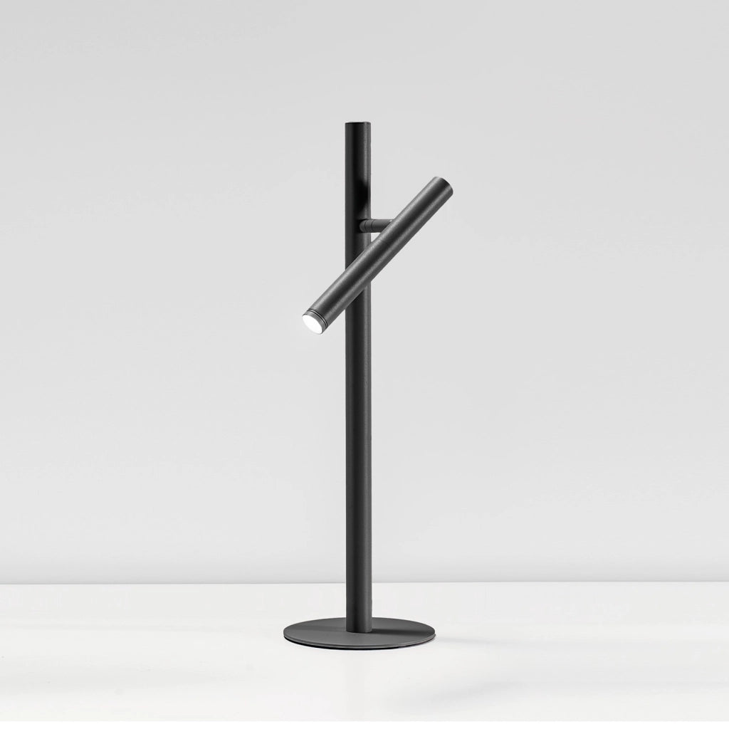 Lampada da Tavolo Gealuce GLS in Alluminio Nero Opaco - Lume LED 5,4W Orientabile con Dimmer Push, 3000K, Fascio 25°, IP20, Design Moderno Minimalista
