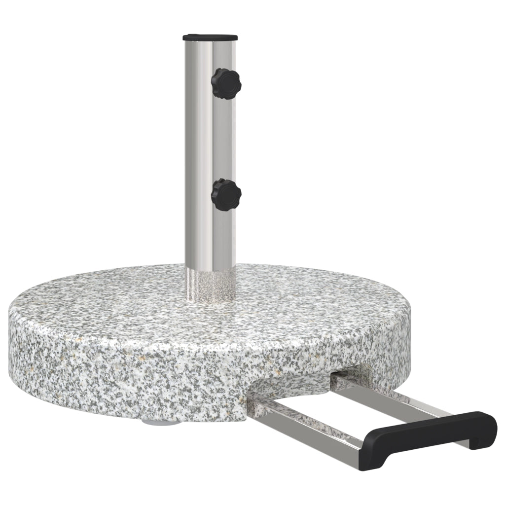Base per Ombrelli con Ruote e Maniglia Grigia in Granito 29 kg Rotonda