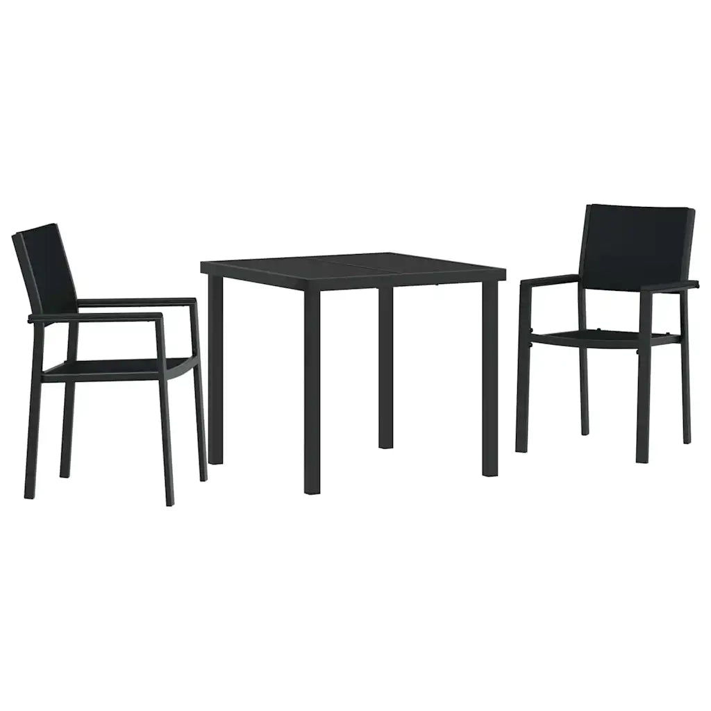 Set da Pranzo per Giardino 3 pcs Nero