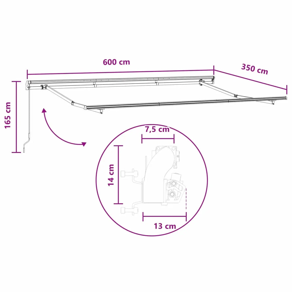 Tenda retrattile Tortora 600 × 350 cm Poliestere e Alluminio 3426509