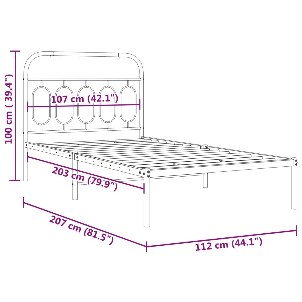 Giroletto con Testiera-Struttura Letto con testiera Metallo Bianco 107x203 cm 129382