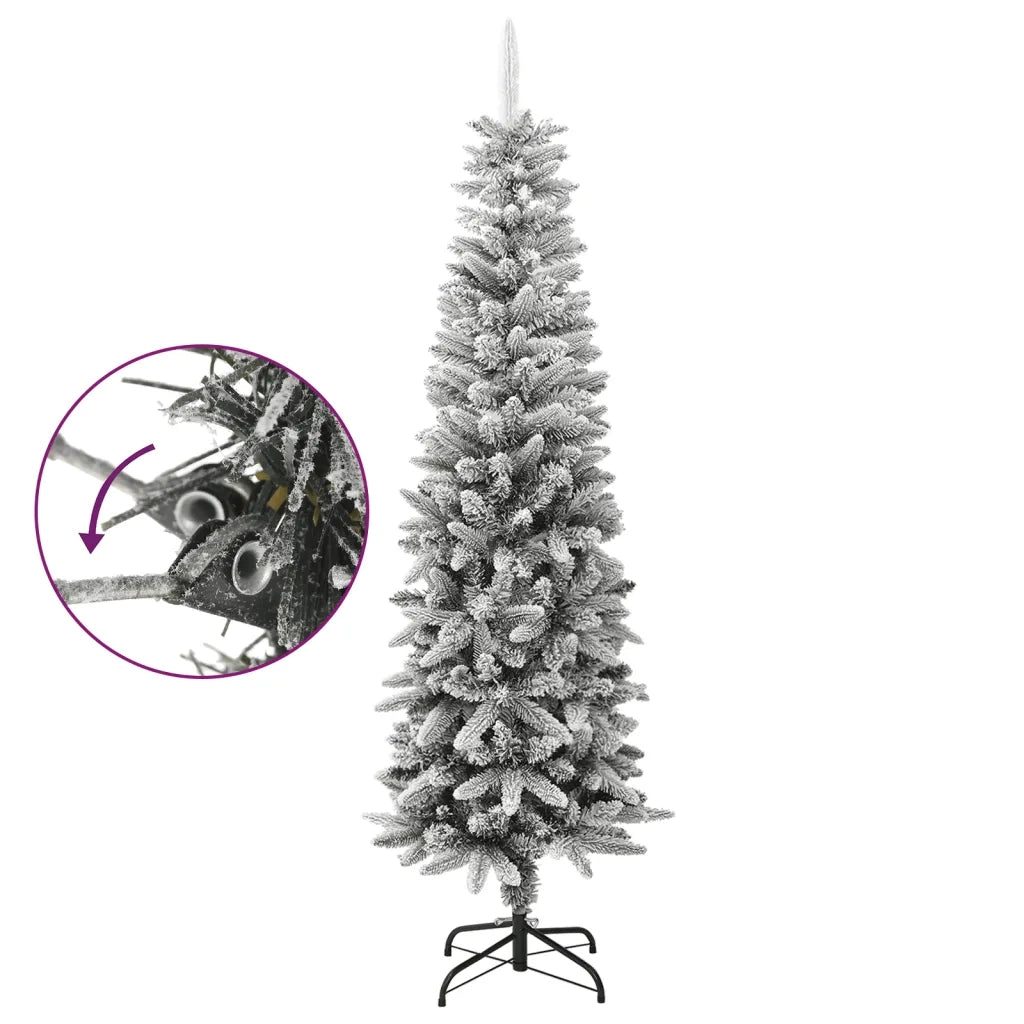 Albero Natale Artificiale Sottile Neve Floccata 180cm PVC e PE cod mxl 15824