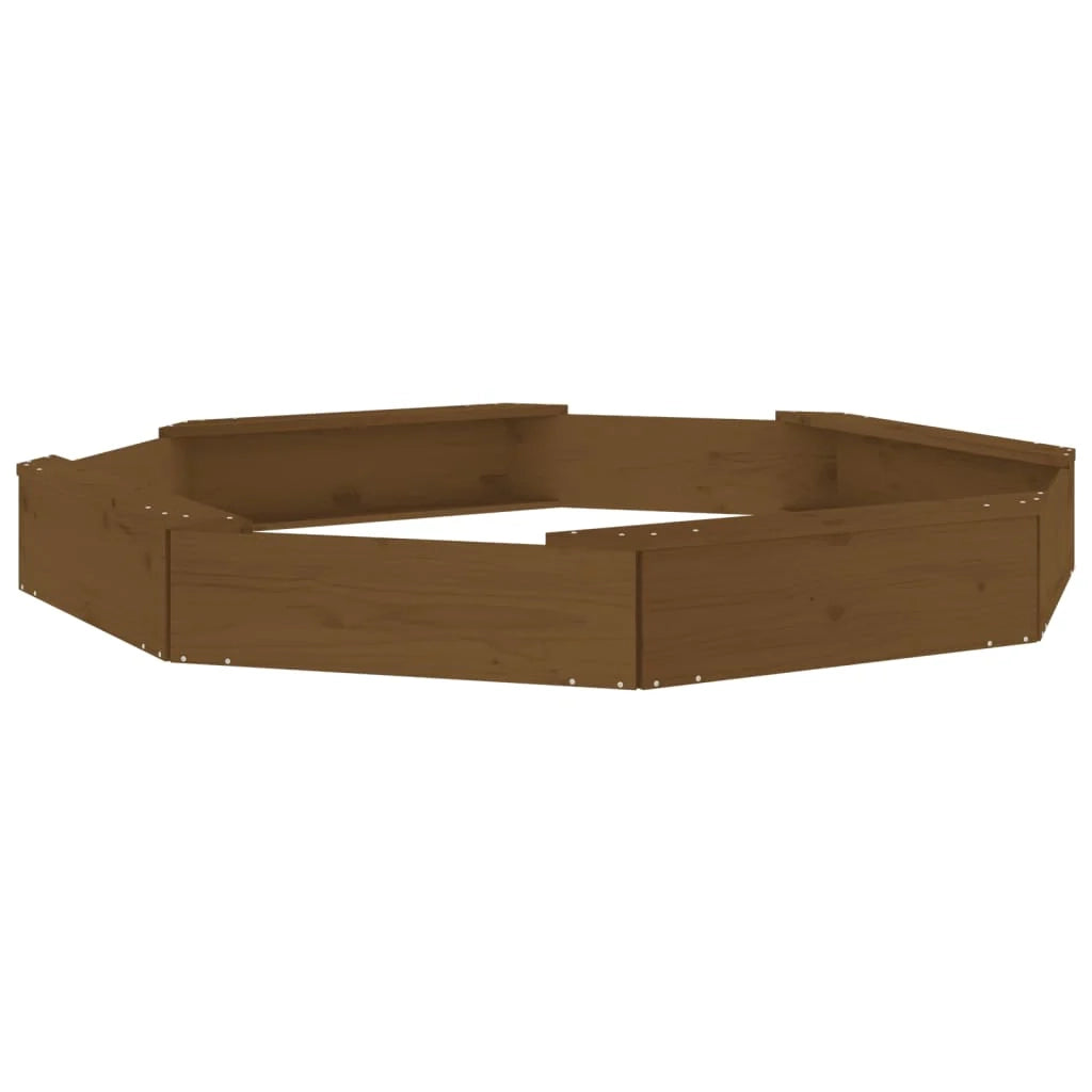 Sabbiera per bambini area giochi da giardino esterna con sedute ottagonali legno massello di pino marrone 02_0041538