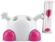Organizzatore per spazzolini da denti con timer 3 minuti - Ospite per spazzolini da denti cartoon - Organizzatore per bagno in plastica - Rosso - Adatto per bambini - Dimensioni 9x6x6,7 cm - Organizzatore per spazzolini da denti