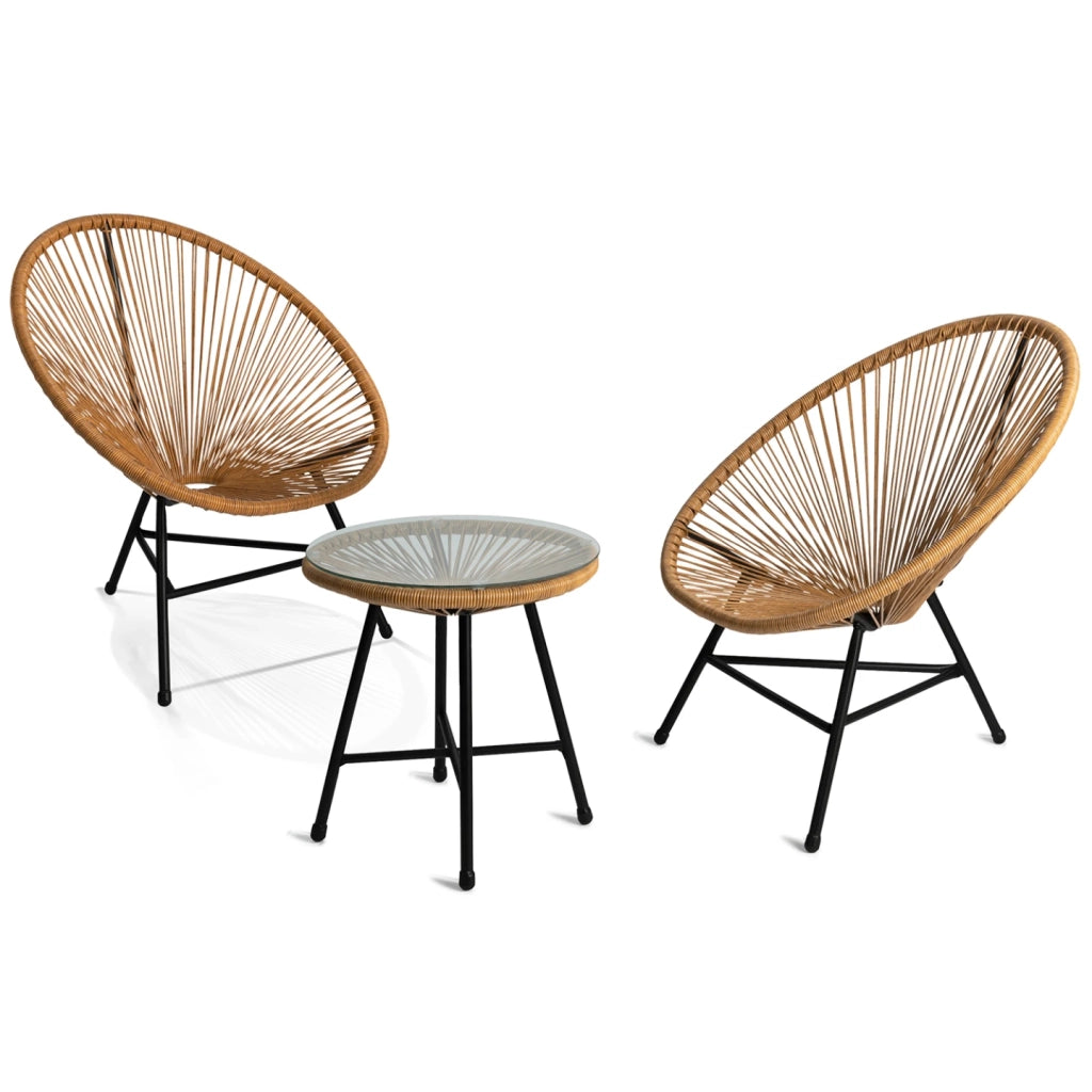 IDMarket - Set di mobili da giardino IZMIR - tavolo e 2 poltrone con corda effetto rattan