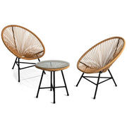 IDMarket - Set di mobili da giardino IZMIR - tavolo e 2 poltrone con corda effetto rattan