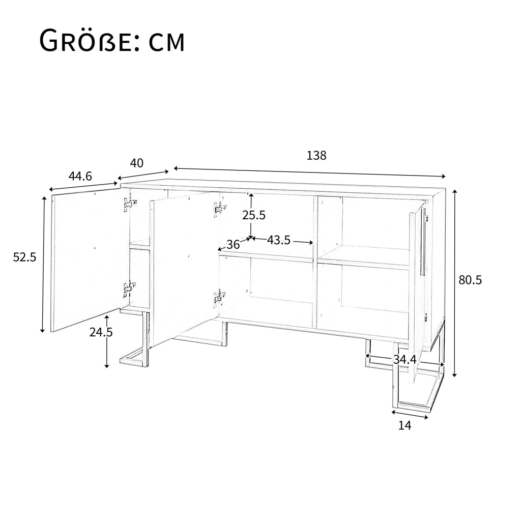 Credenza a 3 ante con ripiani regolabili; MDF blu navy