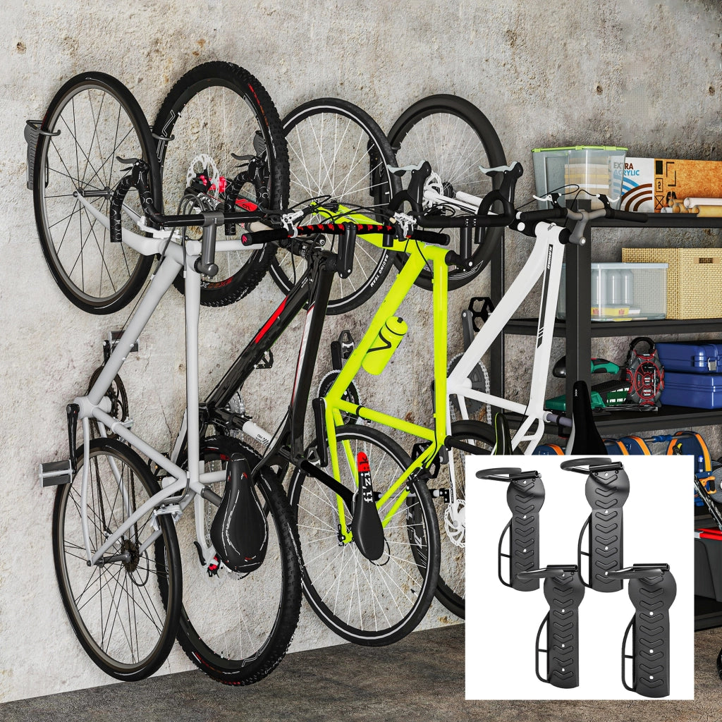 Supporto per bici da parete ¨C zephmum ¨C 4 pezzi, nero, 25.5x10.5x4 cm