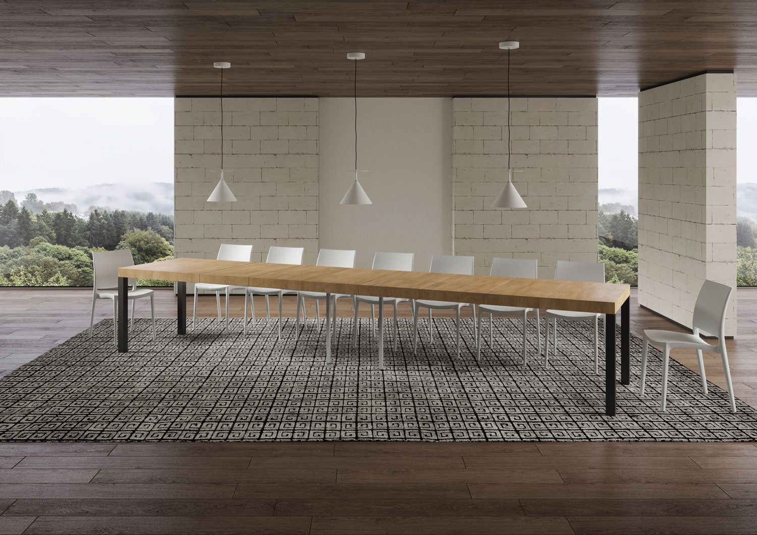 Tavolo Allungabile 120/380x90 cm Everyday Premium Quercia Natura Gambe Antracite