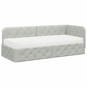 Letto singolo | Letto per adulti | Cornice del letto ad angolo Grigio chiaro 80 x 200 cm Velluto