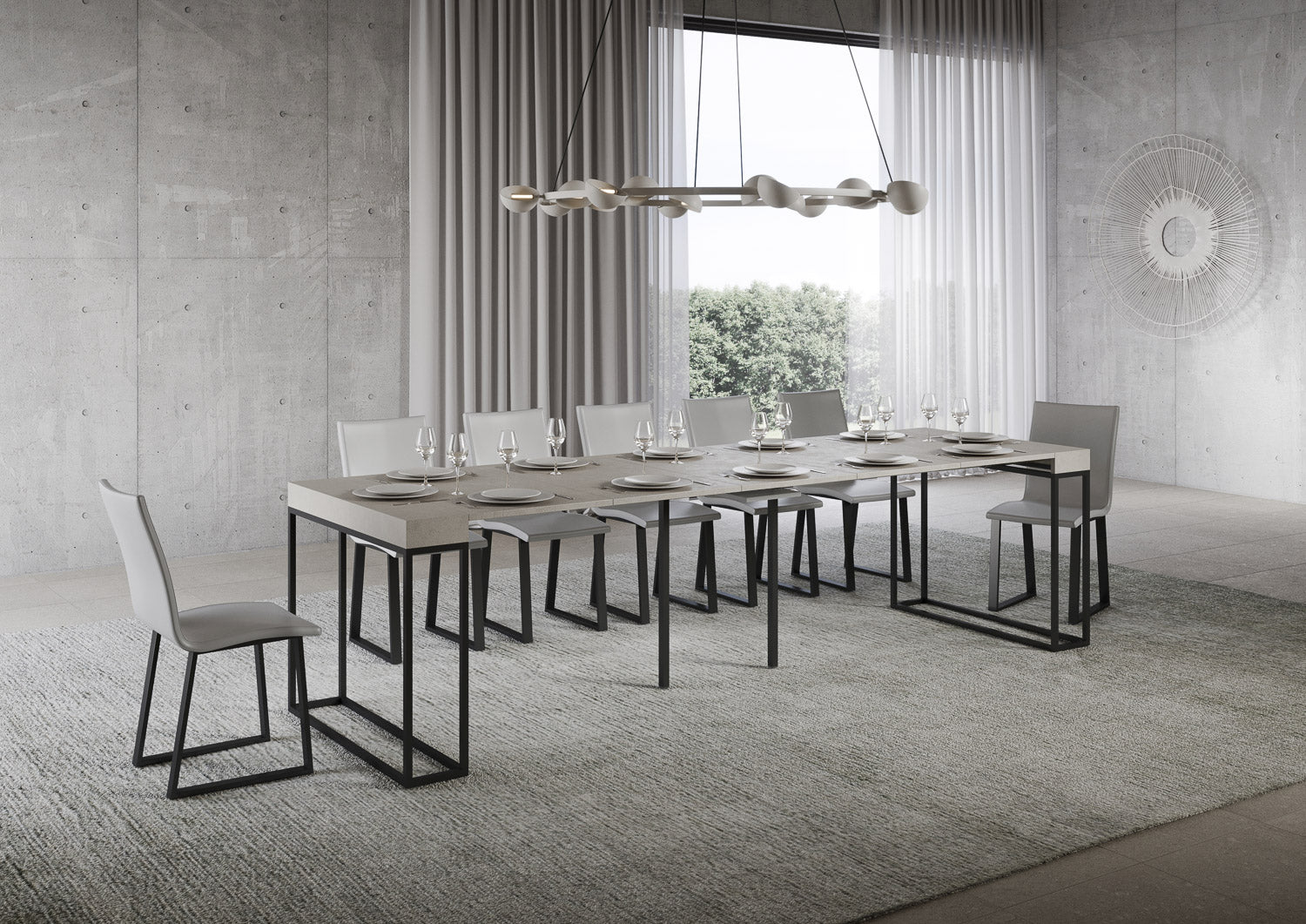 Consolle Allungabile 90-300x40x77 cm Epoca Cashmere Telaio Antracite