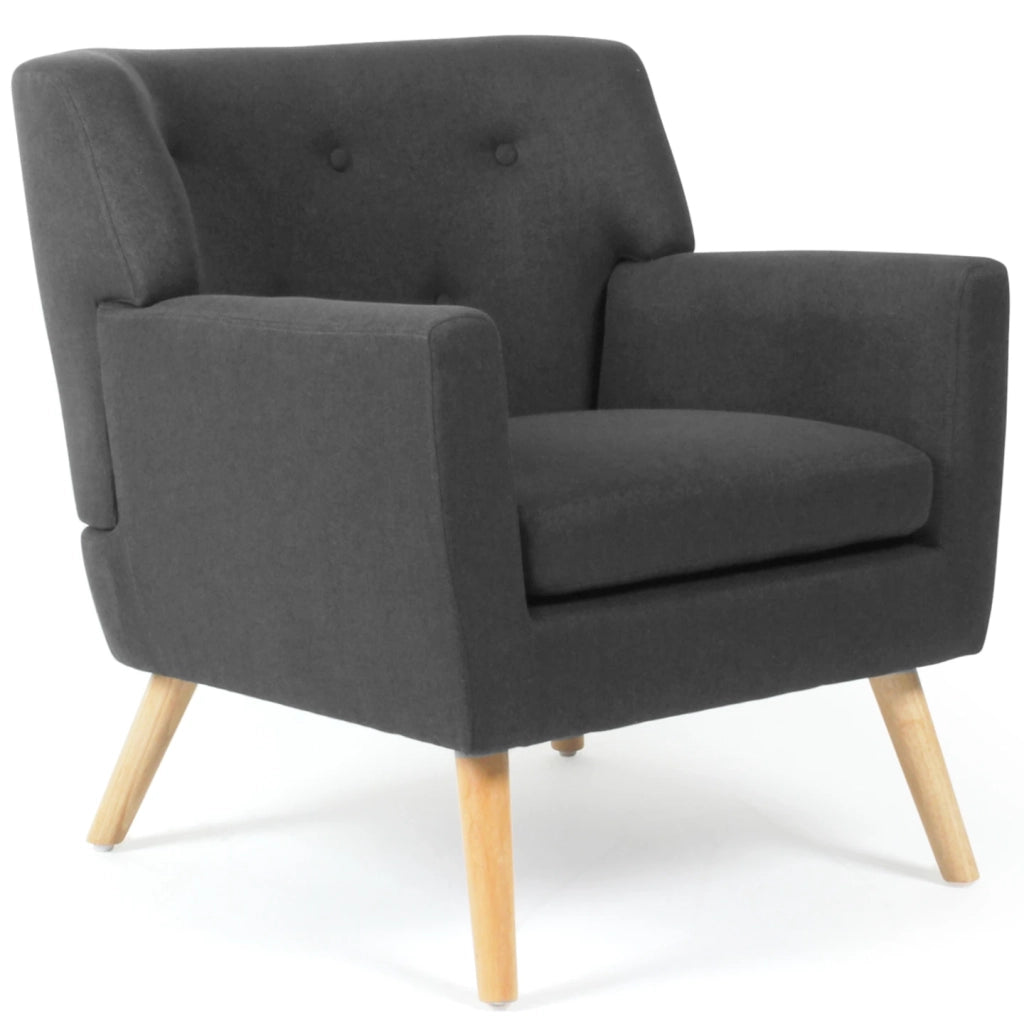 IDMarket - Poltrona scandinava in tessuto grigio antracite LIV