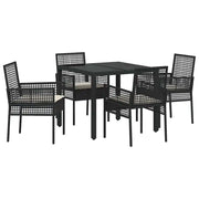 Set da Pranzo per Giardino 5 pz | Set Salotto da Giardino Nero polyrattan