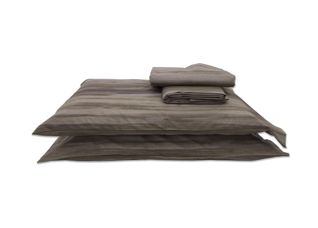 Copripiumino Sacco Piumone In 100% Cotone Disegno Laveno - 1 Piazza e Mezza - Beige