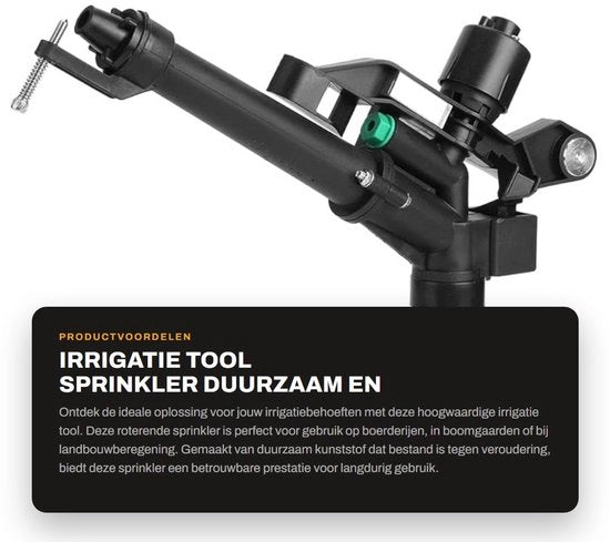 Irrigatore Rotante 360 Gradi - Strumento per l'Irrigazione - Materiale di Alta Qualità in Plastica - Sostenibile - Adattatore 1 Pollice - Adatto per Agricoltura - Sistema di Irrigazione