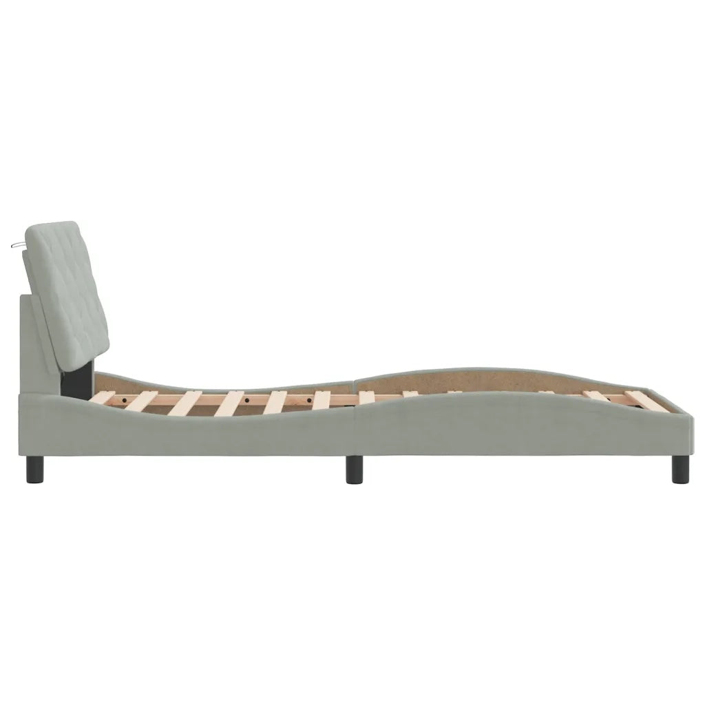 Giroletto con LED senza Materasso-Struttura Letto Grigio Chiaro 90x200 cm in Velluto