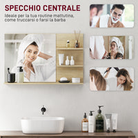 Specchio Bagno da Parete 75x10x48 cm con Mensole in Legno e Vetro Color Legno