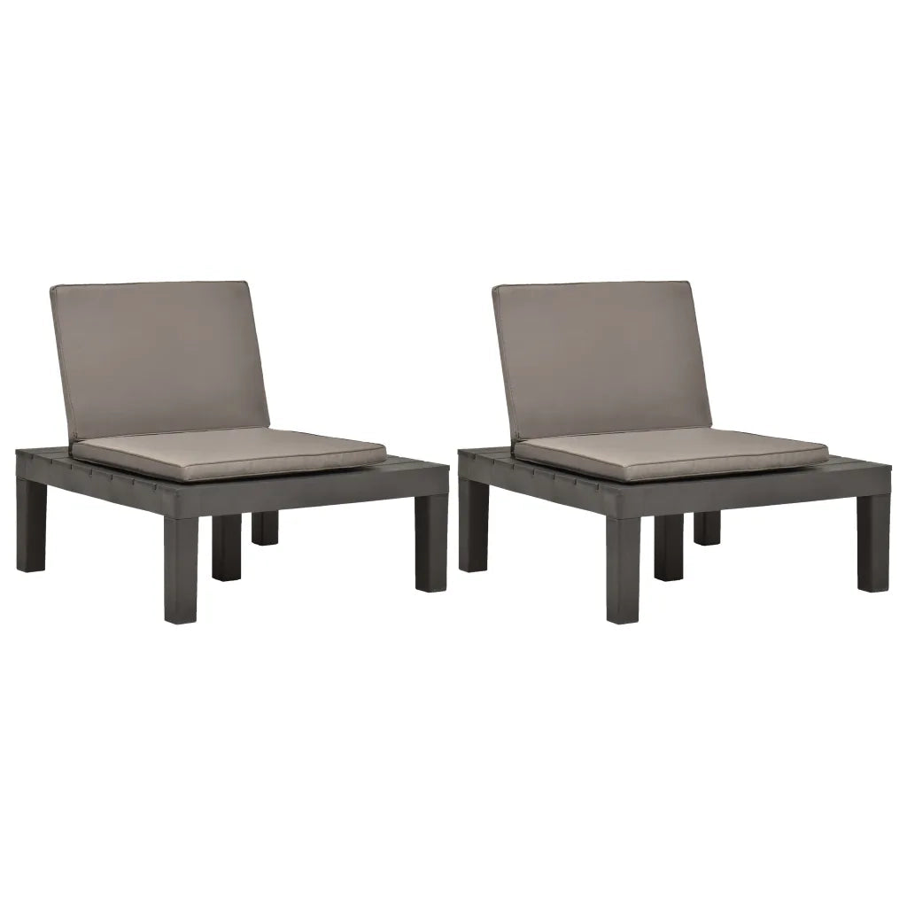 Sedie a Sdraio da Giardino e Cuscini 2 pz in Plastica Antracite cod mxl 23298