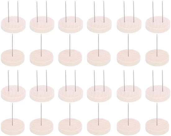 Set di appoggio per bambole in legno - 24 pezzi - standardizzabile - ad ago singolo/doppio - adatto per bambole in maglia - altezza 4 cm