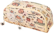 Etui grande con cerniera, astuccio estetico a due strati, grande astuccio con cerniera, astuccio carino con stampa animali per ragazze, grande capacità (arancia)