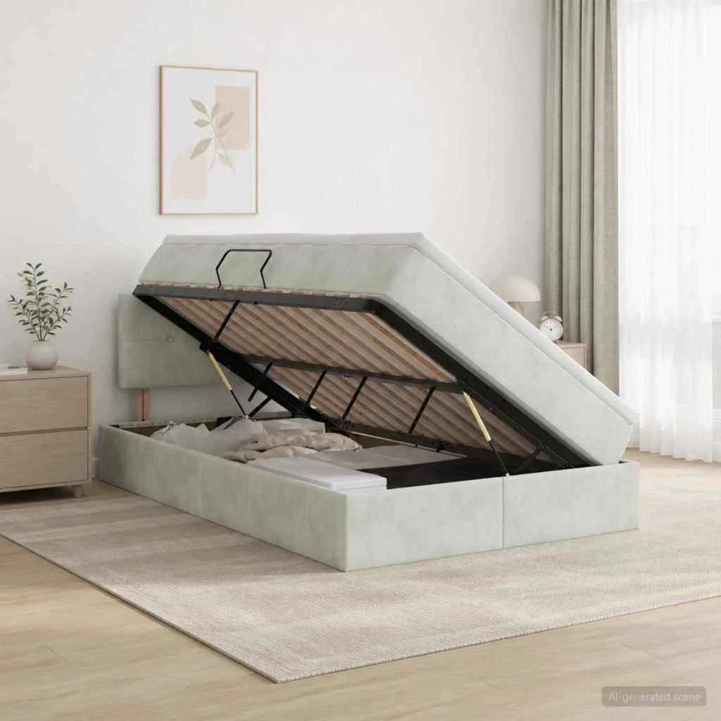 Letto con contenitore LED e materasso Grigio Chiaro 3459240