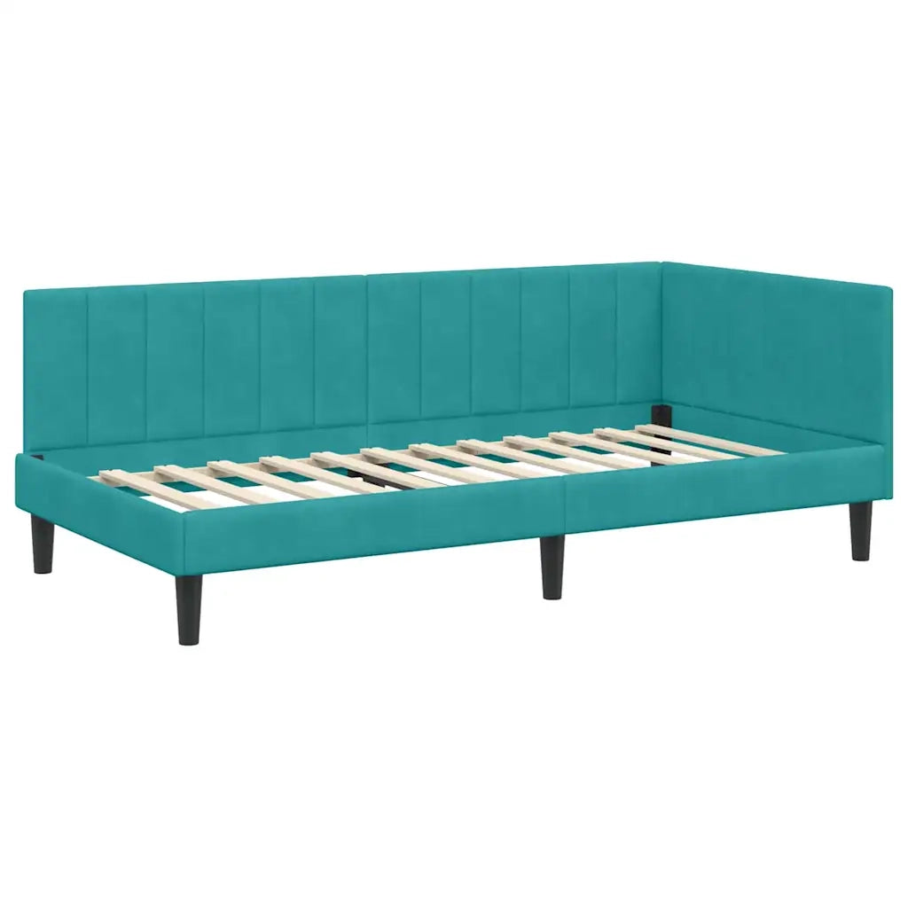Cornice del letto ad angolo Turchese 100 cm x 200 cm Velluto