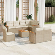 Set Divano da Giardino 9 pz con Cuscini Beige in Polyrattan 3258572