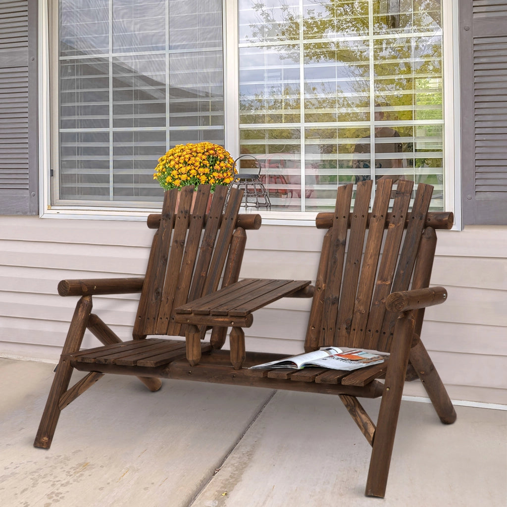 Set tavolo e panche da giardino ¨C zephmum ¨C legno massello marrone 157x88x103 cm