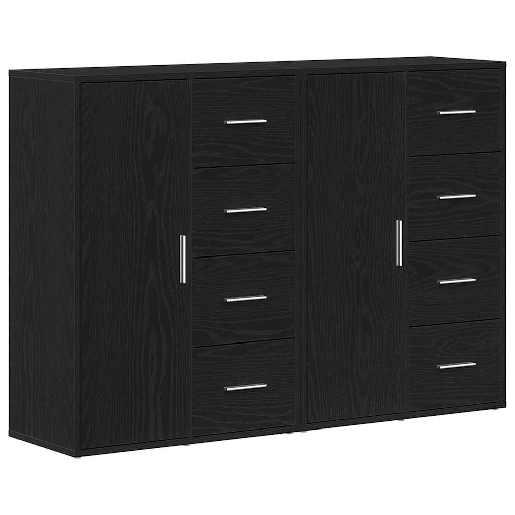 Credenza 2 pcs Rovere Nero 60 x 31 x 84 cm Legno multistrato 3334313